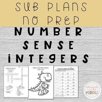 Preview of 7th grade math sub plans integers number sense unit