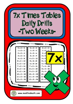 Preview of 7x Times Table Daily Drills