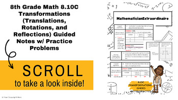 Preview of  8th grade Math Transformations Guided Notes, Practice w/ Key (STAAR Aligned)