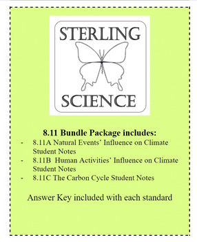 Preview of 8.11 Bundle: Activities Impacting Climate  (2024 TEKS) ANSWER KEYS INCLUDED!