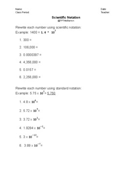 Preview of 8.2C Practice convert Scientific Notation/Standard Form