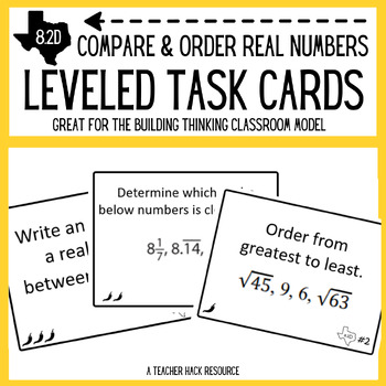 Preview of 8.2D Compare & Order Real Numbers Task Cards | Warm-Up, Stations, Centers