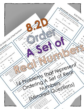 Preview of 8.2D Order a Set of Real Numbers (Mirrored Questions) Word Problems