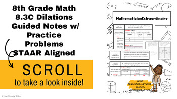 Preview of 8th grade Math Dilations STAAR Aligned Guided Notes and Practice w/ Key 