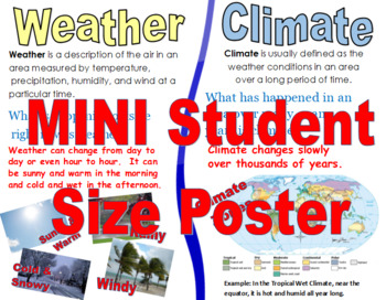 Preview of 8.5 X 11 Small Weather and Climate Poster