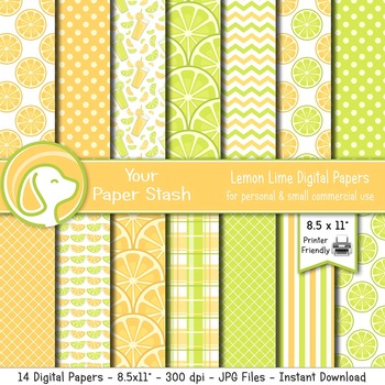 Original Art download pink and green digital paper lemon digital paper preppy digital paper Preppy lemon pink and green digital paper