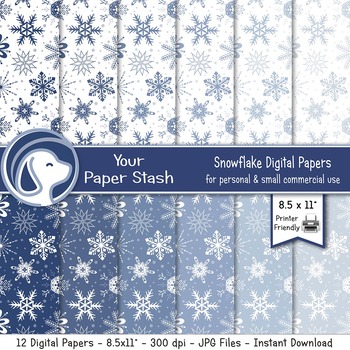 Monochromatic Winter Scrapbook Background Digital Papers