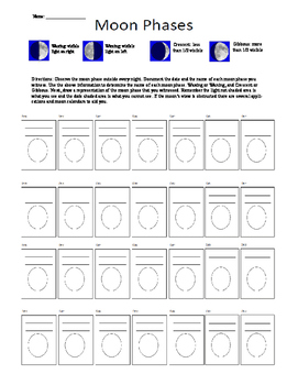 8 7b Moon Phase Documentation Calendar For 1 Month By Daugherty S Science