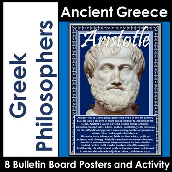 8 A4 Bulletin Board Posters and Crossword Puzzle Greek Philosophers