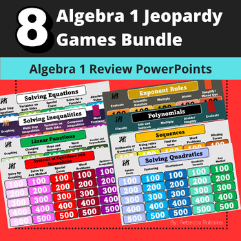 Preview of 8 Algebra 1 Review Games / Jeopardy Style PowerPoint Games
