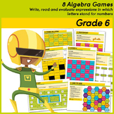 8 Algebra Games.  Calculate values in expressions