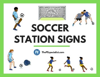 Preview of 28 Awesome Soccer Skills Printable Station Signs and Activities for PE Teachers