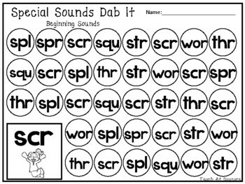 8 Beginning Special Sounds Dab It Worksheets. Kindergarten-1st Grade ELA.