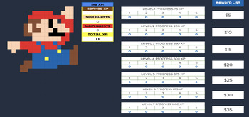 Preview of 8 Bit Mario Themed Editable Digital Interactive Chore Chart, Reward Chart