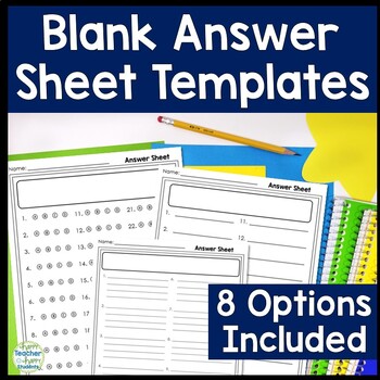 Preview of 8 Blank Answer Sheet Templates: Multiple Choice, Short Answer & Essay Questions