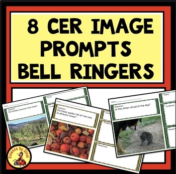 Preview of 8 CER Image Science Writing Prompts Bell Ringers Graphic Organizers Do Nows
