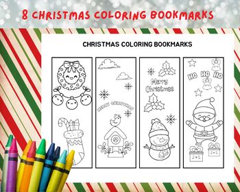 Preview of 8 Christmas Coloring Bookmarks
