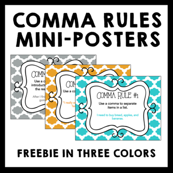 Preview of Comma Usage Rules Posters {3 Colors}