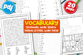 Vocabulary Activities Word Search, Scramble, Missing Lette