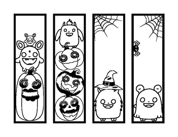 8 Cute Halloween Monster Coloring Page Bookmarks! Easy! by Mrs Many Hats