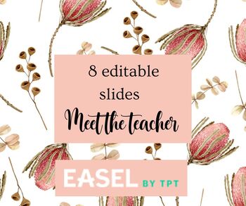 Preview of 8 EASEL EDITABLE Meet the Teacher Templates for the Boho Lovers!