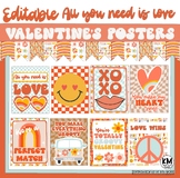 8 EDITABLE + 8 Non Editable All You Need is Love Retro Val