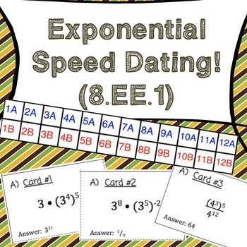 Preview of 8.EE.1  Properties of Exponents: A Speed Dating Activity