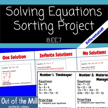 Preview of 8.EE.7 Number of Solutions Cooperative Sort