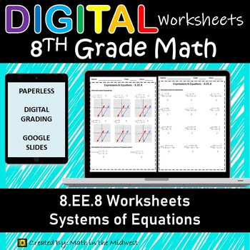 Preview of 8.EE.8 Digital Worksheet⭐Systems of Equations for Google Classroom