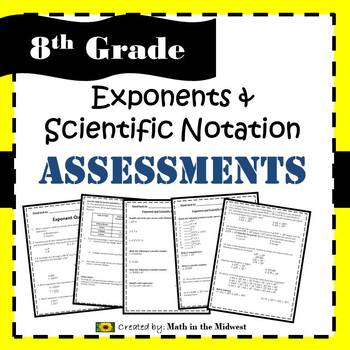 Preview of Exponents & Scientific Notation Assessments - Exam and Quizzes {EDITABLE}