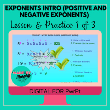 Preview of 8. EE. A1 - Exponents Intro (positive and negative exponents) (1 of 3)