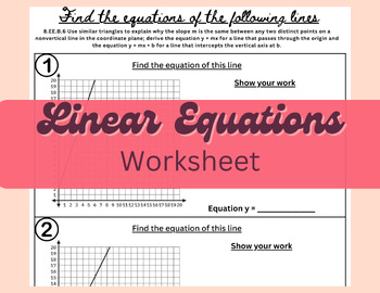 Preview of 8.EE.B6 Linear Equations Worksheet
