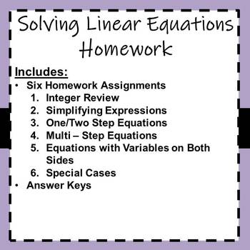 linear equations homework 8