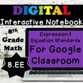 8.EE Math Interactive Notebook: Expressions & Equations Di