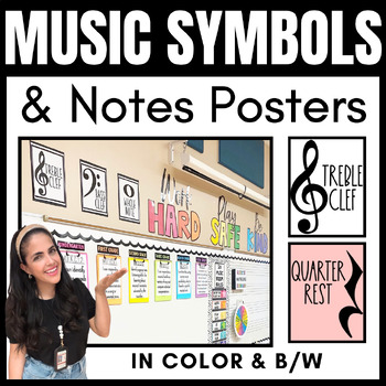 Preview of 8 Editable Music Symbols Posters | IN COLOR AND B&W