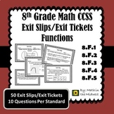 8th Grade Math Exit Slips/Exit Tickets Functions