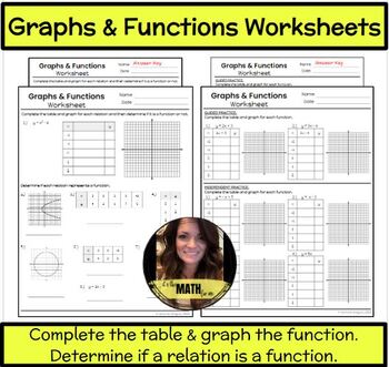 Preview of 8.F.1 | Graphs & Functions Worksheets | Table & Graphing | Function or Not