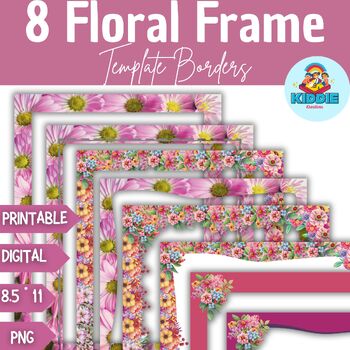 Preview of 8 Floral Frame Template Borders printable and digital