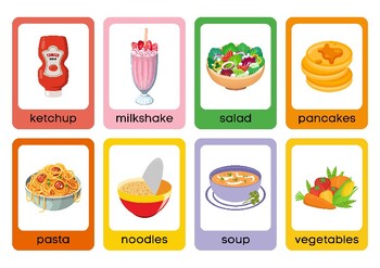 Preview of 9 Food flashcards - ESL vocabulary