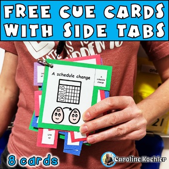 Preview of Free Visual Cue Cards Autism Lanyard Classroom Behavior Management Strategies
