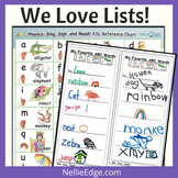 "We Love Lists!" Writing Printables, Lists, and Examples