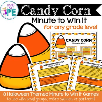Preview of 8 Fun & Easy Candy Corn Halloween Minute to Win it Games For All Ages