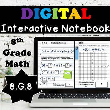 Preview of 8.G.8 Digital Interactive Notebook, Finding the Distance Between Two Points