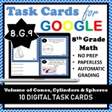 8.G.9 Task Cards, Volume of Cylinders, Cones, and Spheres 