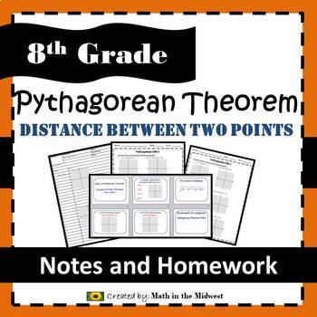 Preview of Pythagorean Theorem - Distance Between Two Points - 8.G.8