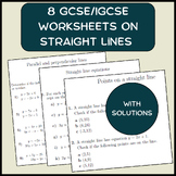 8 GCSE/IGCSE worksheets on straight lines (with solutions)