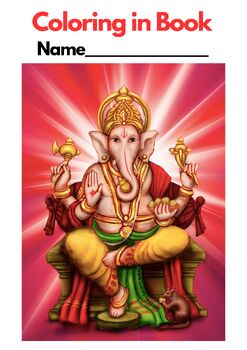 Preview of 8 HINDU GODS - COLORING pages (US Spelling (41 pages!) Ganesha, Lakshmi etc