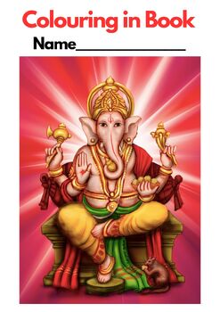 Preview of 8 HINDU GODS - COLOURING pages (UK Spelling (41 pages!) Ganesha, Lakshmi etc