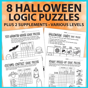 Halloween Logic Puzzles by Prime and Pi Teachers Pay Teachers