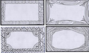 Preview of 8 Index cards with hand drawn borders that can be colored.